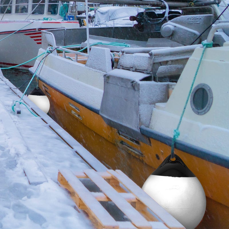 X-Haibei Pair of Boat Fenders Ball Round Anchor Buoy, Dock Bumper Ball Inflatable Vinyl Shield Protection Marine Mooring Buoy (White, A25(D9.8* H12.2INCH)) - Image 4
